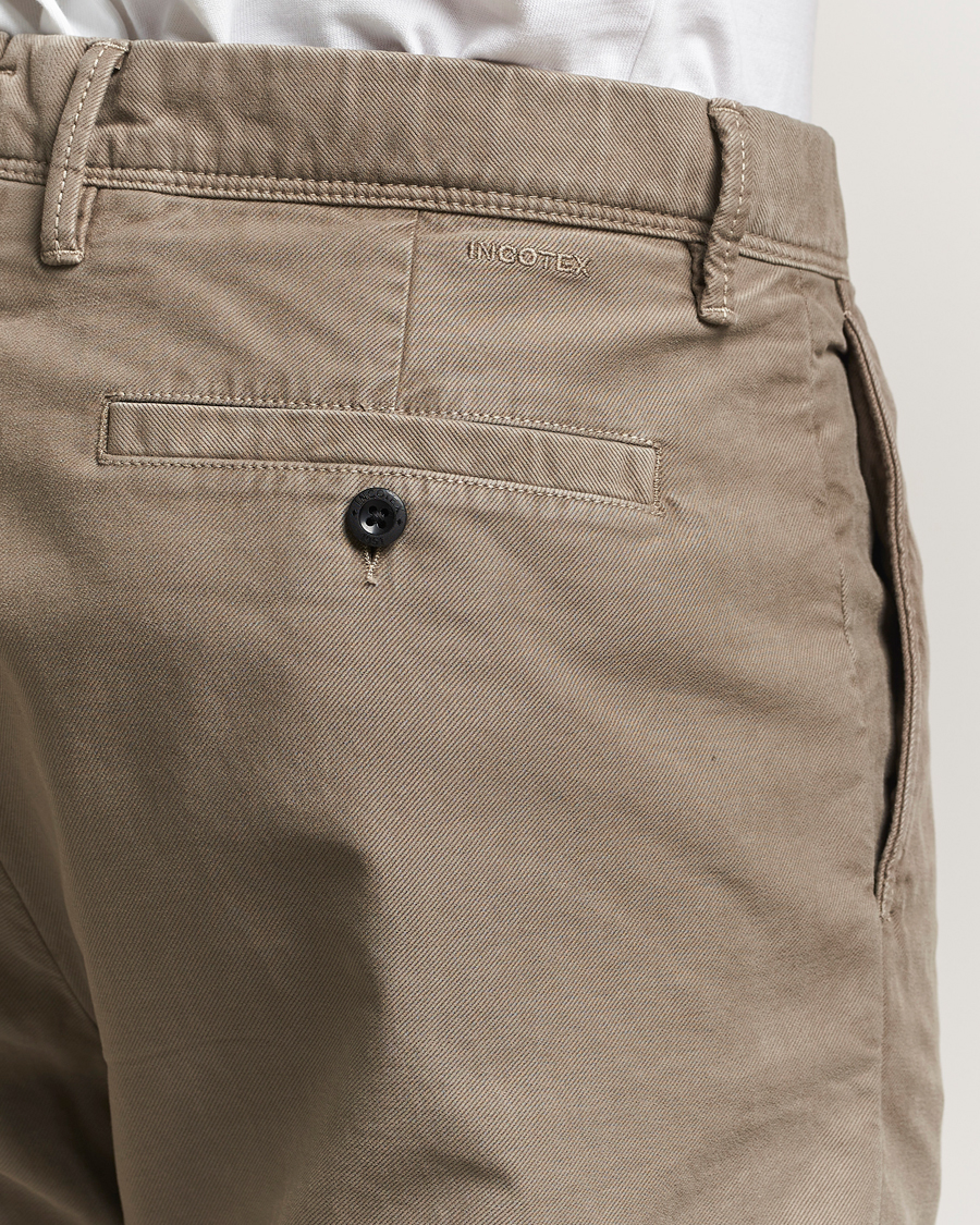Herre | Bukser | Incotex | Regular Fit Garment Dyed Slacks Taupe