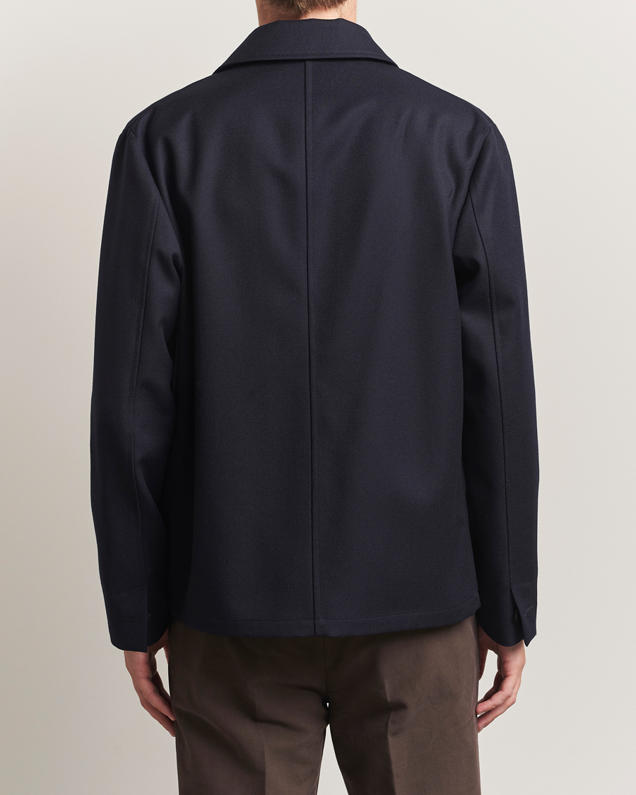 Herre | Jakker | Incotex | Wool Cover Shirt Jacket Navy