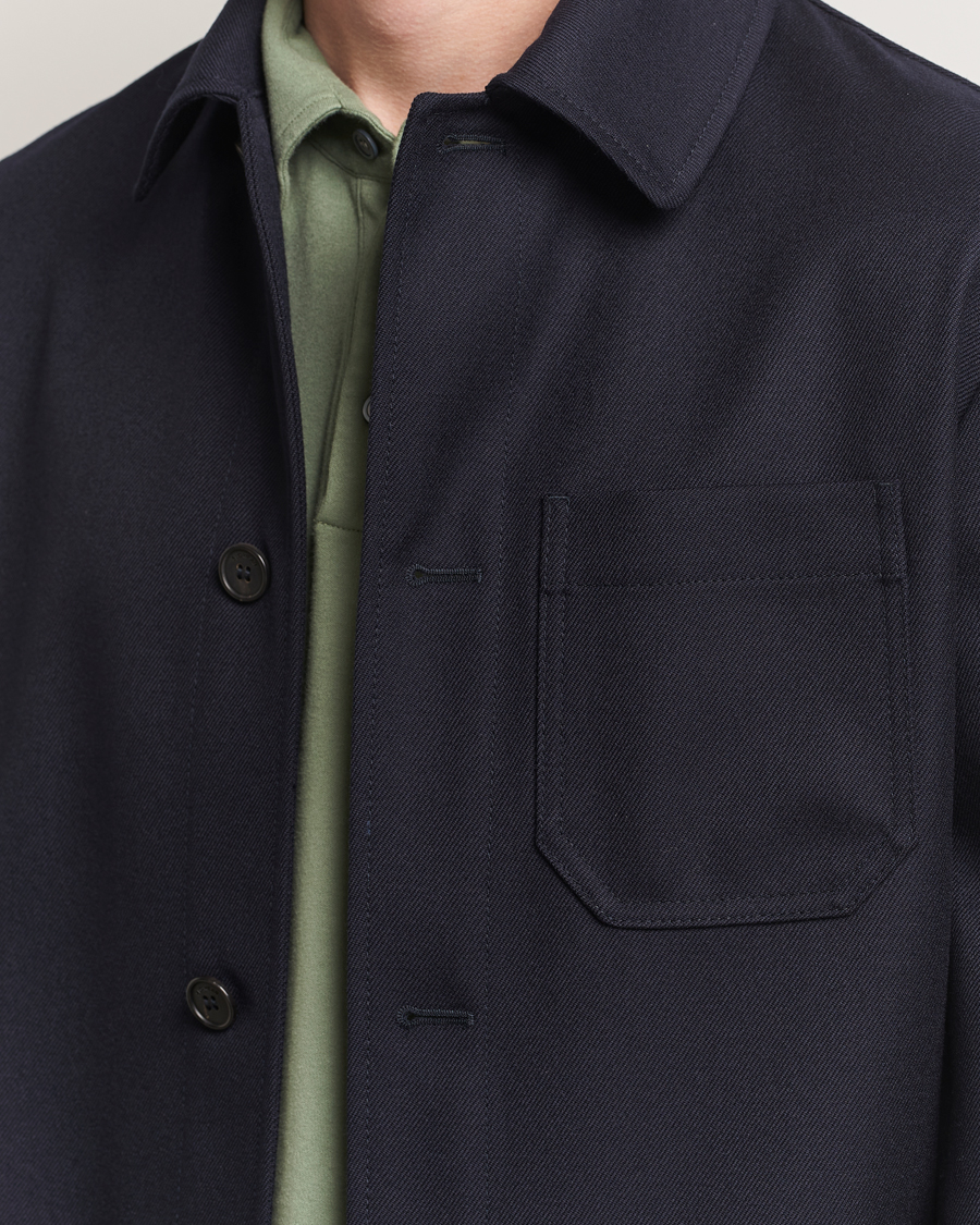 Herre | Jakker | Incotex | Wool Cover Shirt Jacket Navy