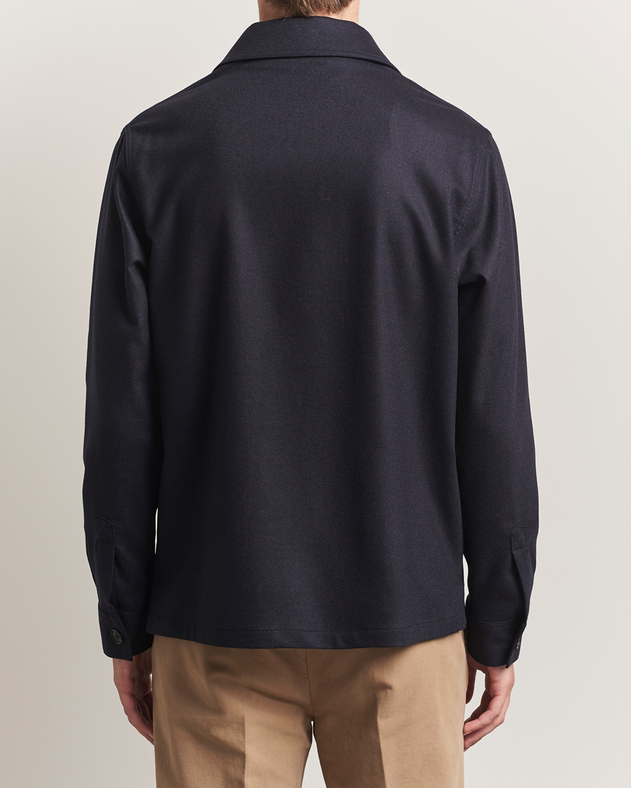 Herre | Skjorter | Incotex | Flannel Overshirt Navy