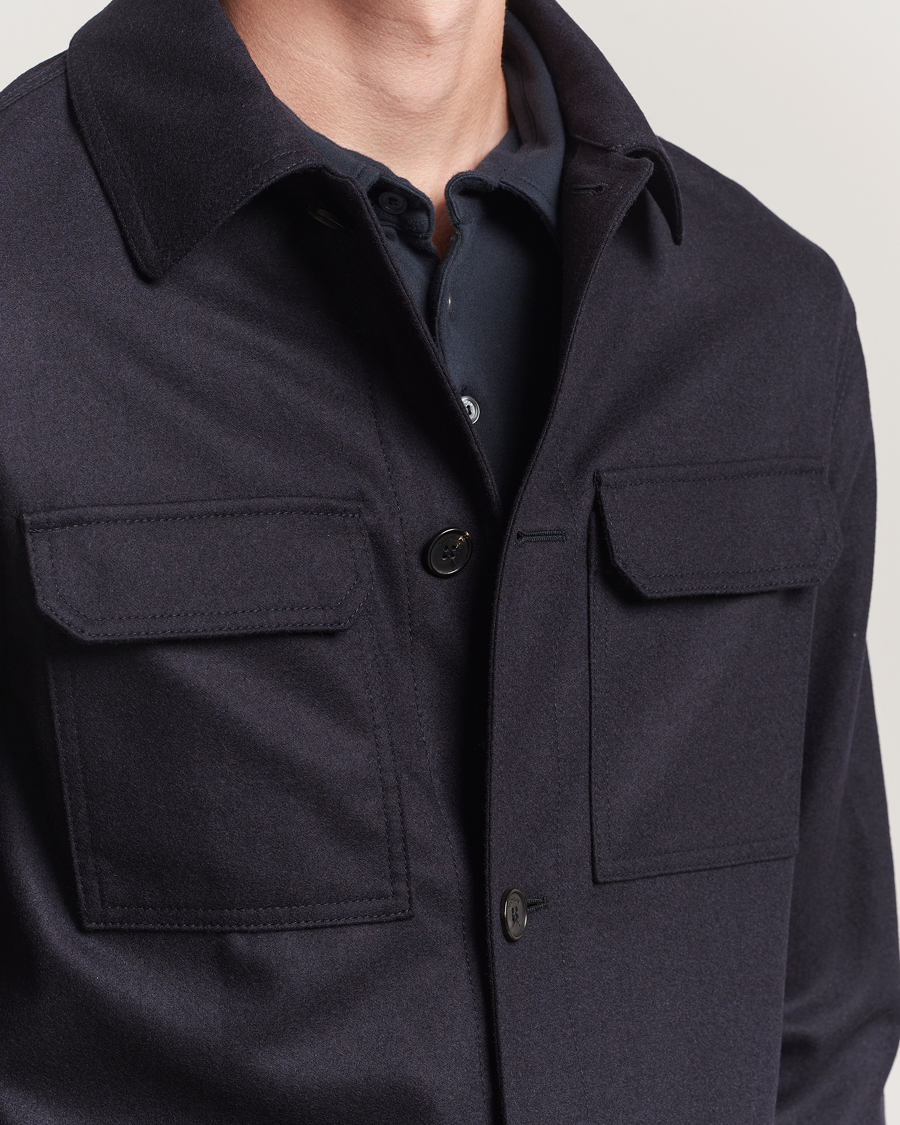 Herre | Skjorter | Incotex | Flannel Overshirt Navy