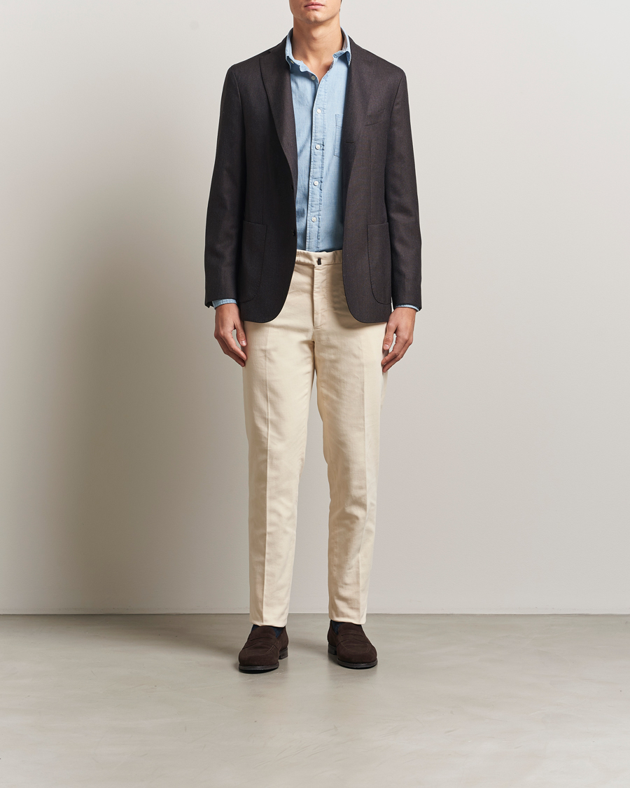 Herre | Bukser | Incotex | Regular Fit Moleskine Trousers Off White