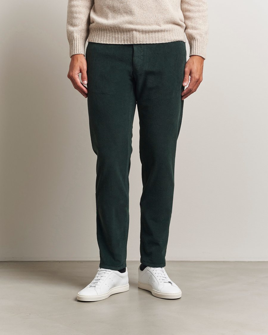 Herre | Bukser | Incotex | Slim Fit Leisure Cord Slacks Dark Green