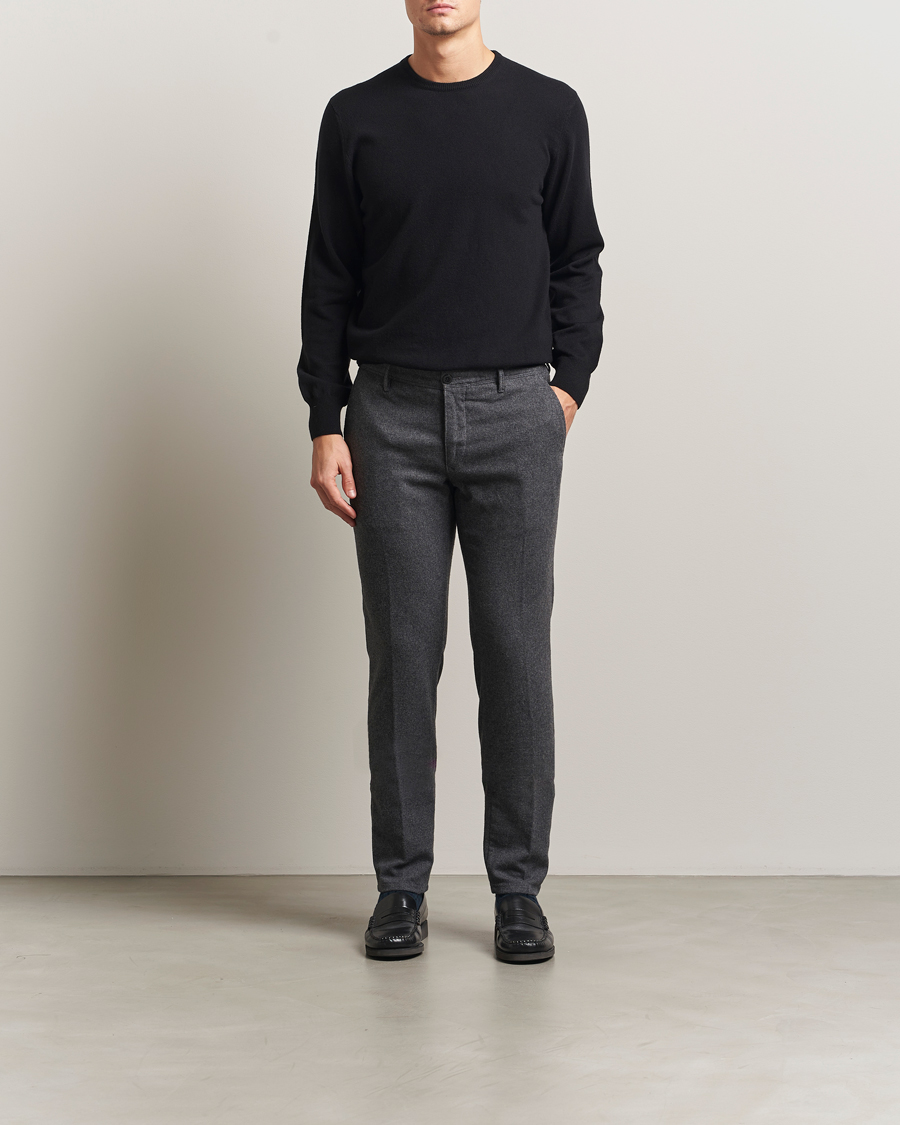Herre | Bukser | Incotex | Slim Fit Washed Flannel Slacks Grey Melange