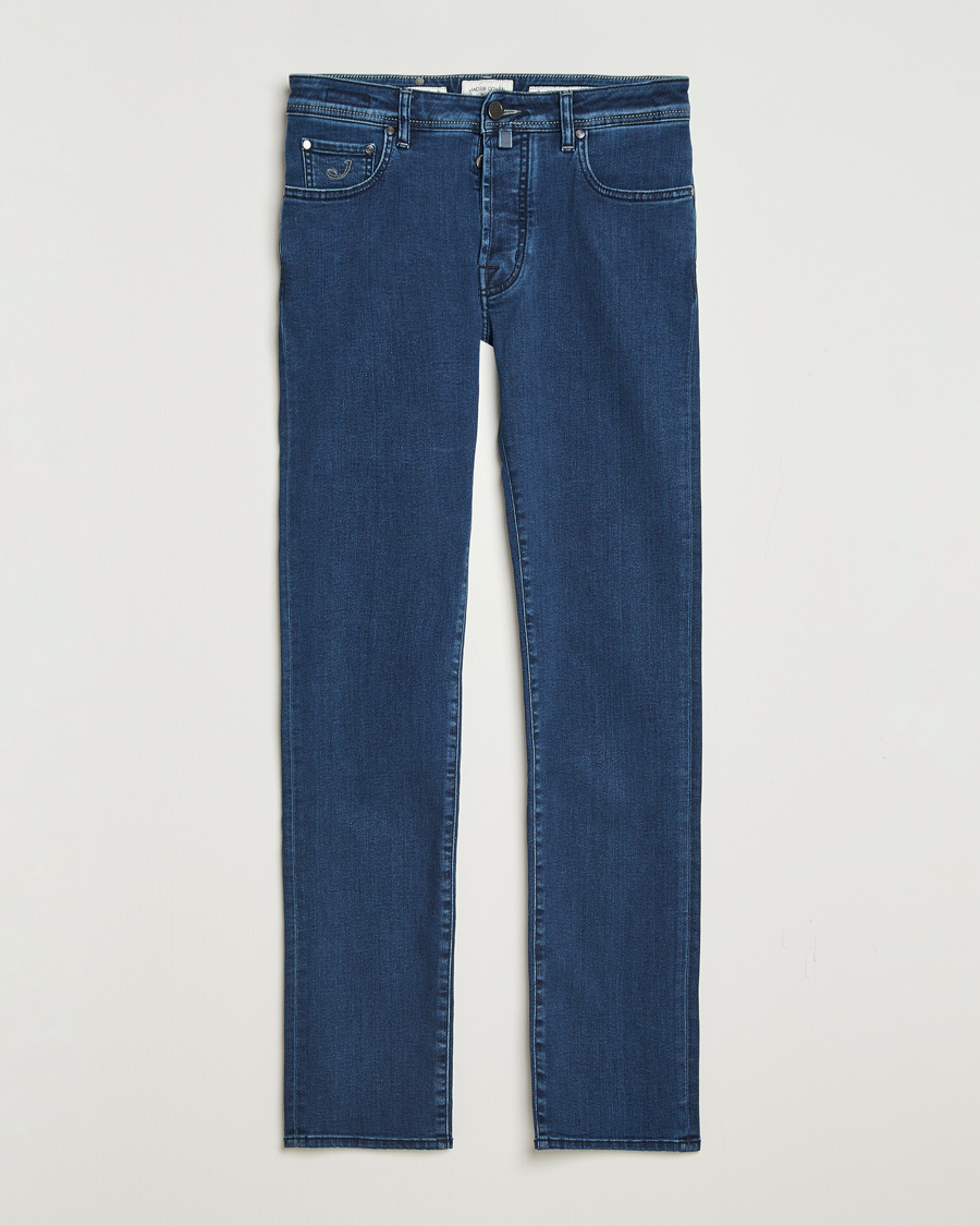 Herre | Jeans | Jacob Cohën | Bard Slim Fit Trunk Patch Stretch Jeans Mid Blue