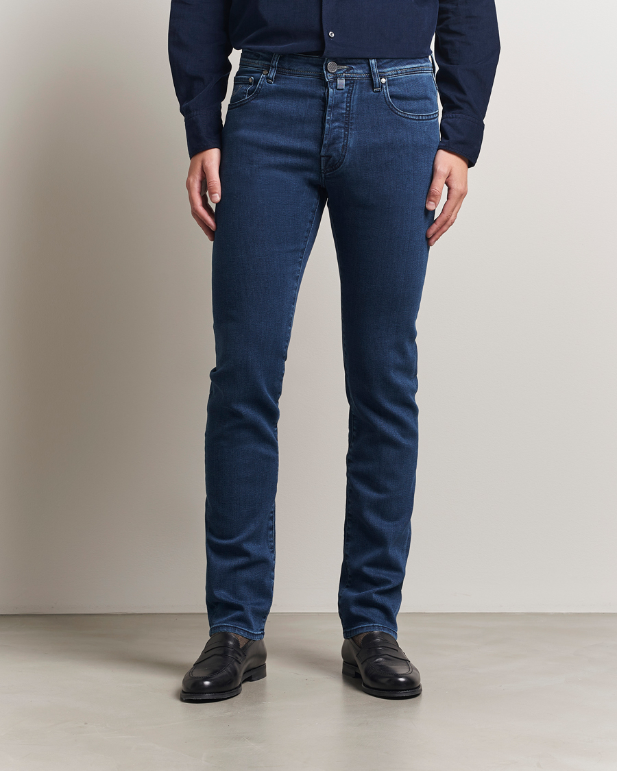 Herre | Jeans | Jacob Cohën | Bard Slim Fit Trunk Patch Stretch Jeans Mid Blue
