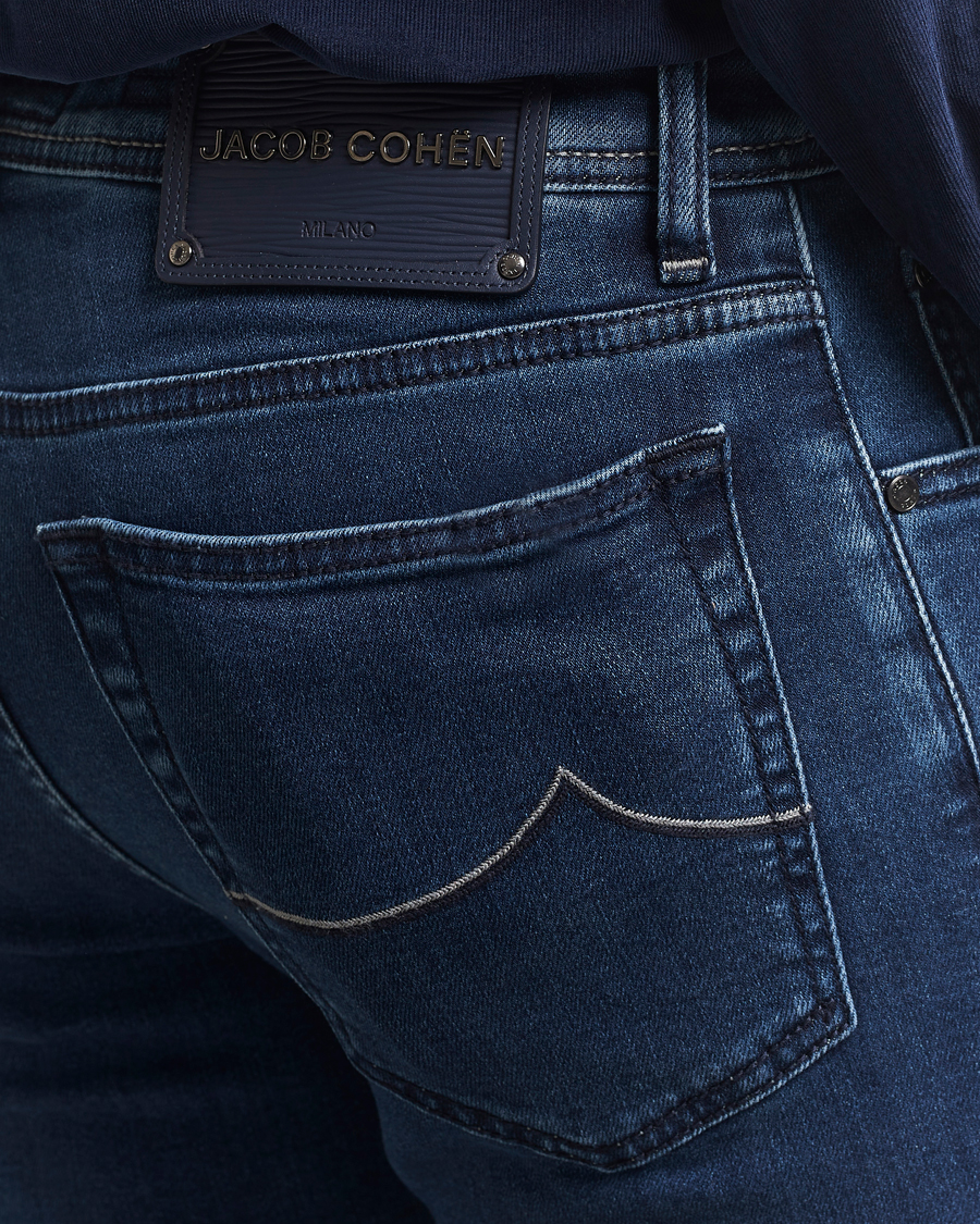 Herre | Jeans | Jacob Cohën | Bard Slim Fit Trunk Patch Stretch Jeans Mid Blue