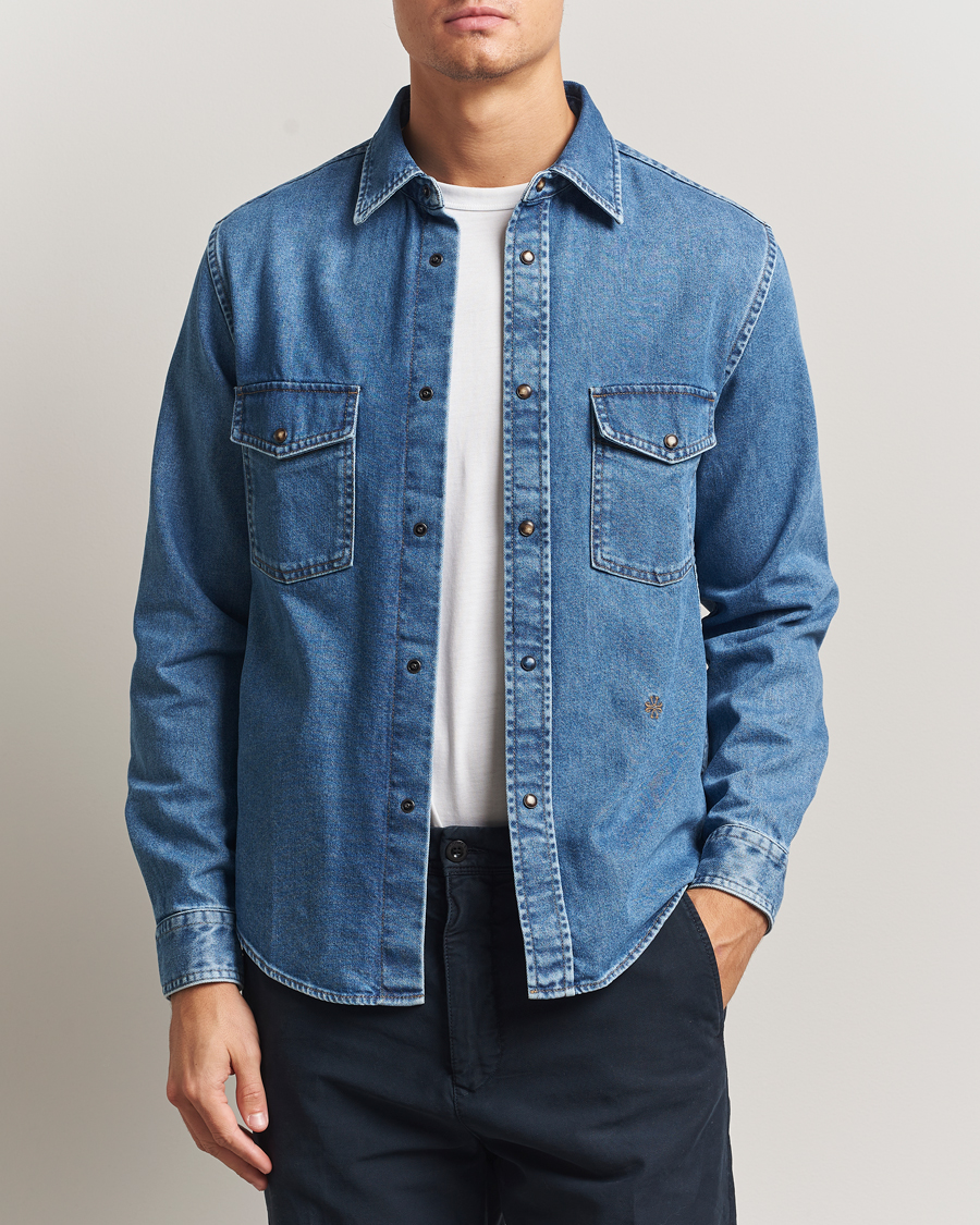 Herre | Skjorter | Jacob Cohën | Pocket Denim Overshirt Mid Blue