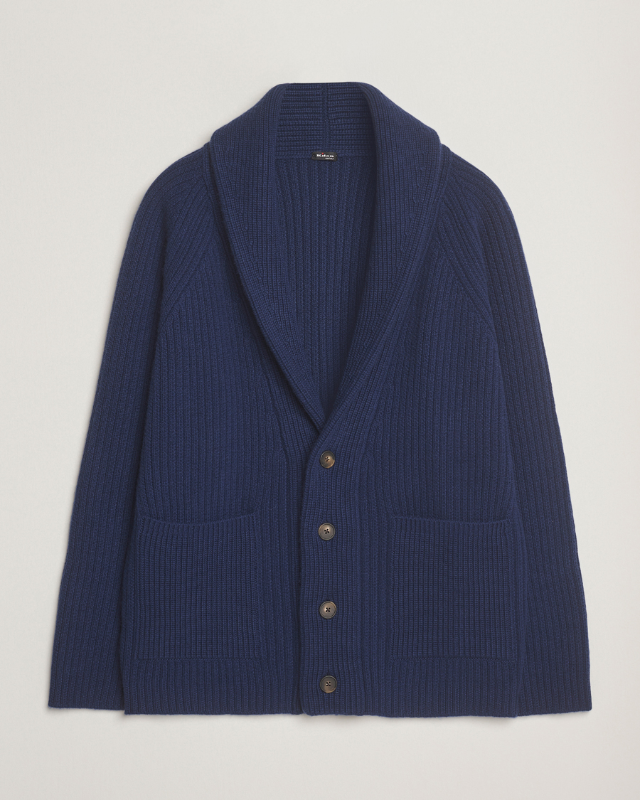 Herre | Gensere | Kiton | Cashmere Rib Shawl Cardigan Navy