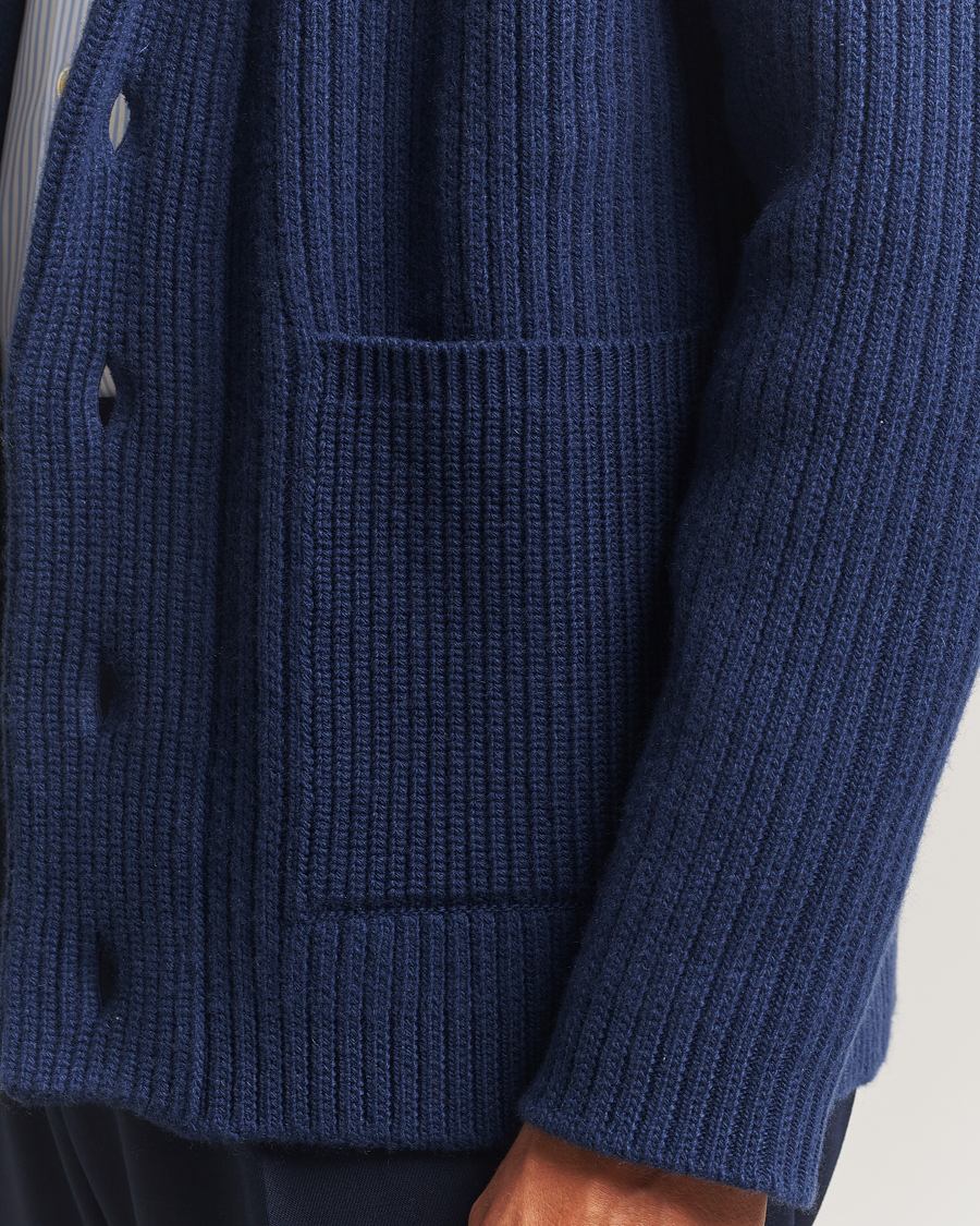 Herre | Gensere | Kiton | Cashmere Rib Shawl Cardigan Navy