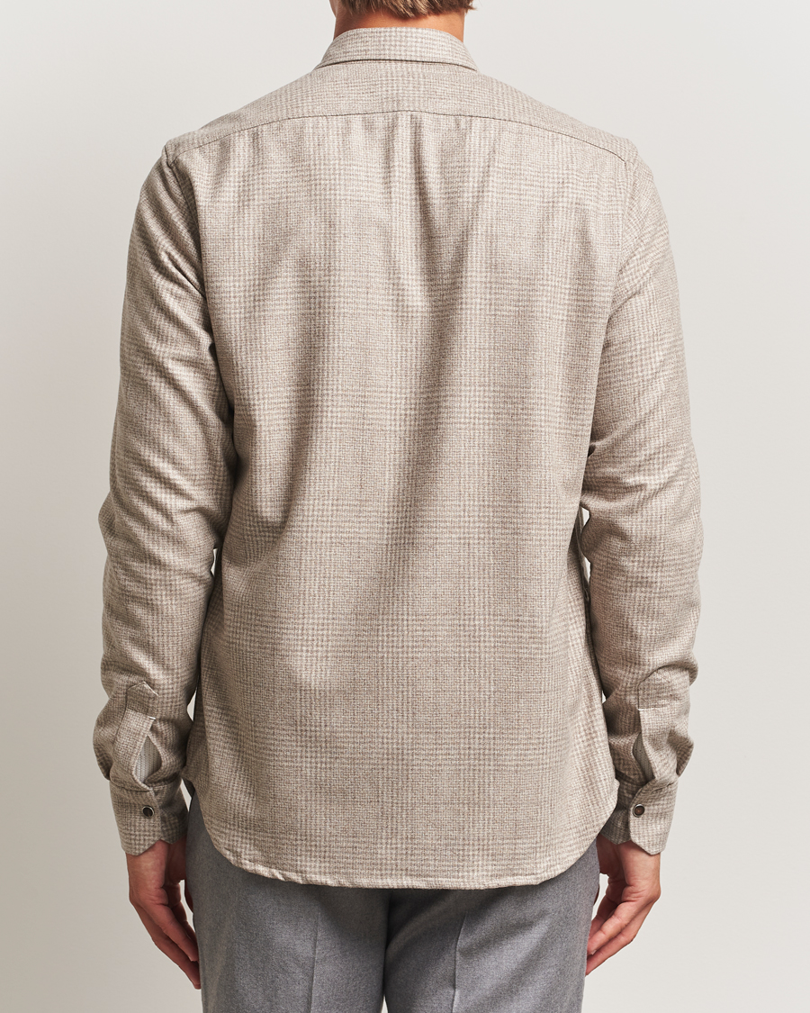 Herre | Skjorter | Kiton | Wool Check Overshirt Light Beige
