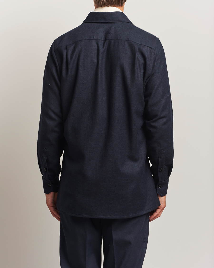 Herre | Skjorter | Kiton | Wool Overshirt Navy