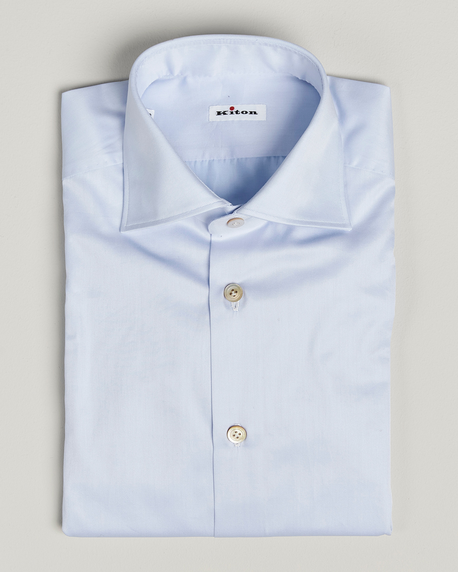 Herre | Skjorter | Kiton | Cotton Dress Shirt Light Blue