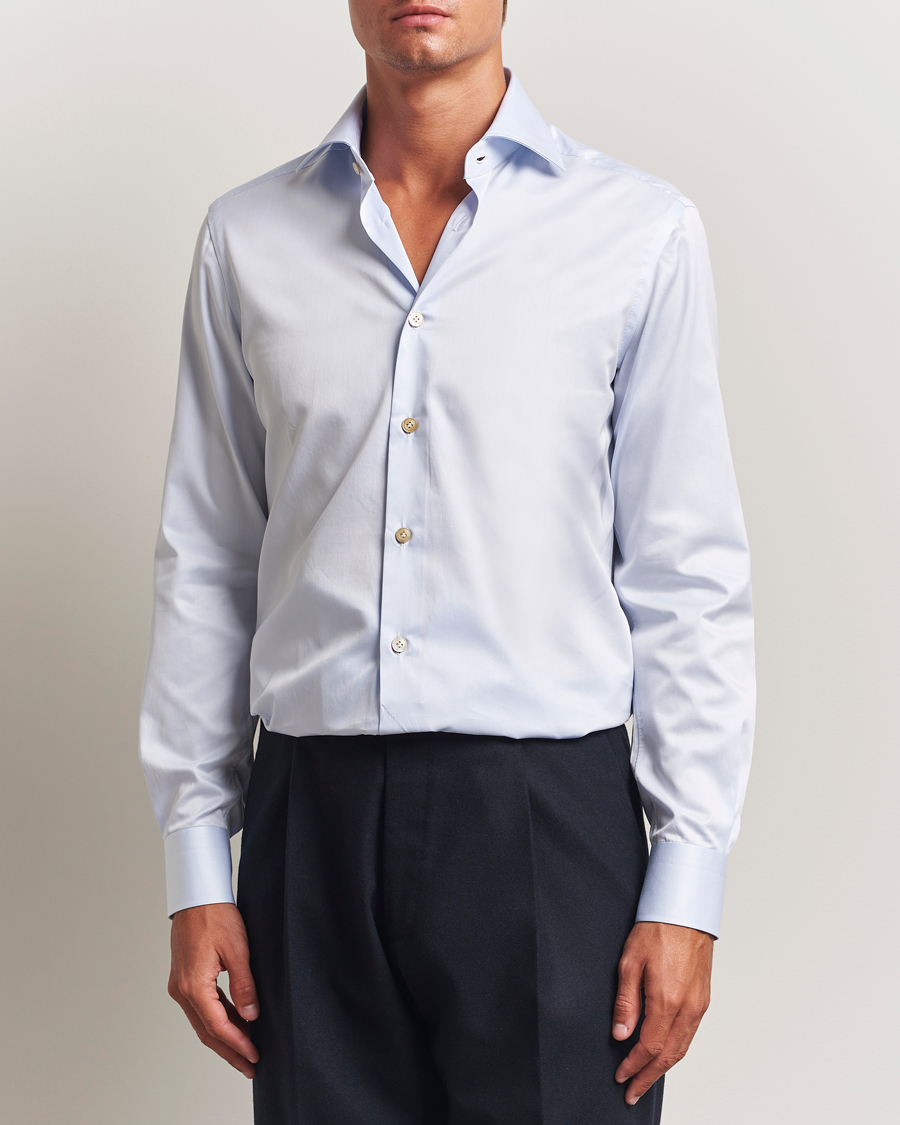 Herre | Skjorter | Kiton | Cotton Dress Shirt Light Blue