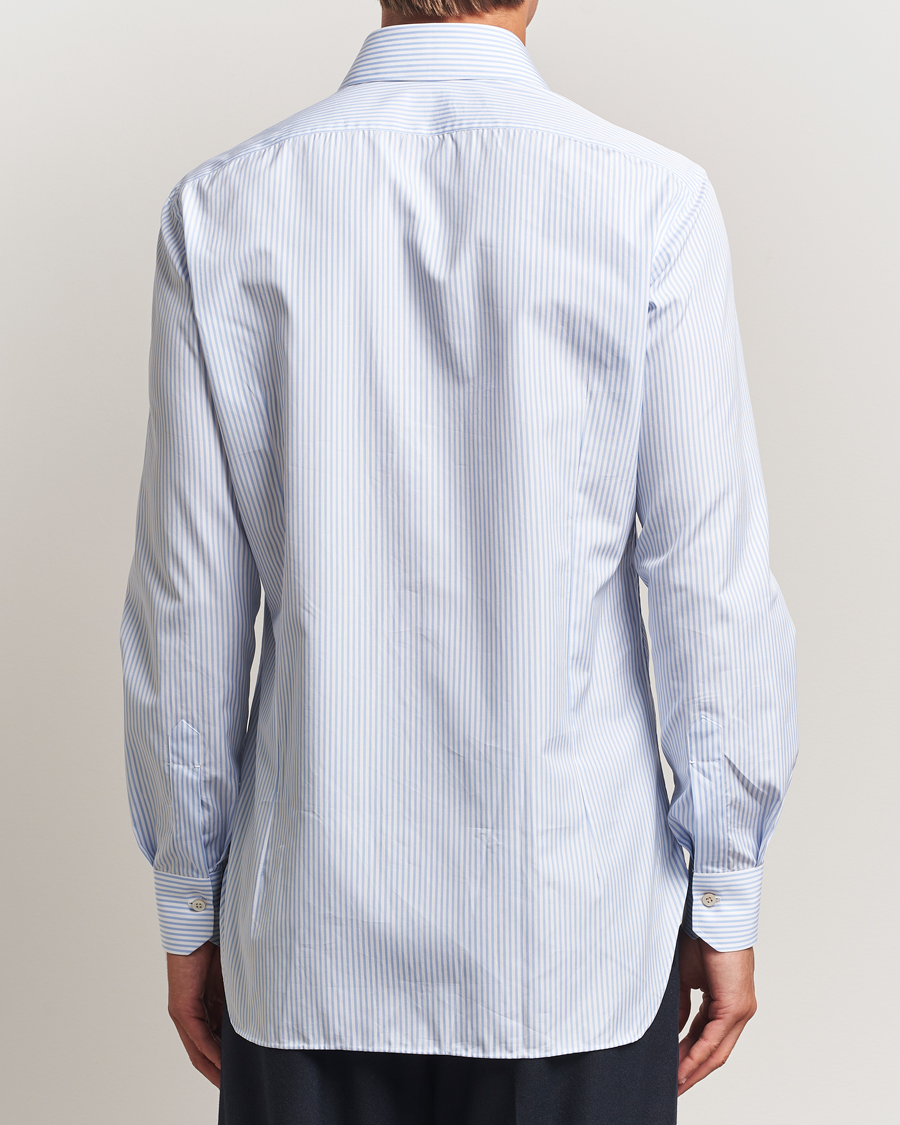 Herre | Skjorter | Kiton | Cotton Dress Shirt Light Blue Stripe