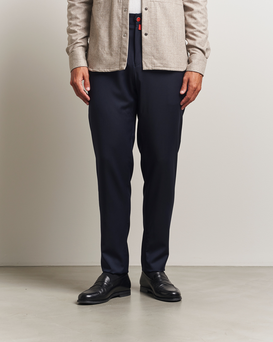Herre | Bukser | Kiton | Wool Stretch Drawstring Pants Navy