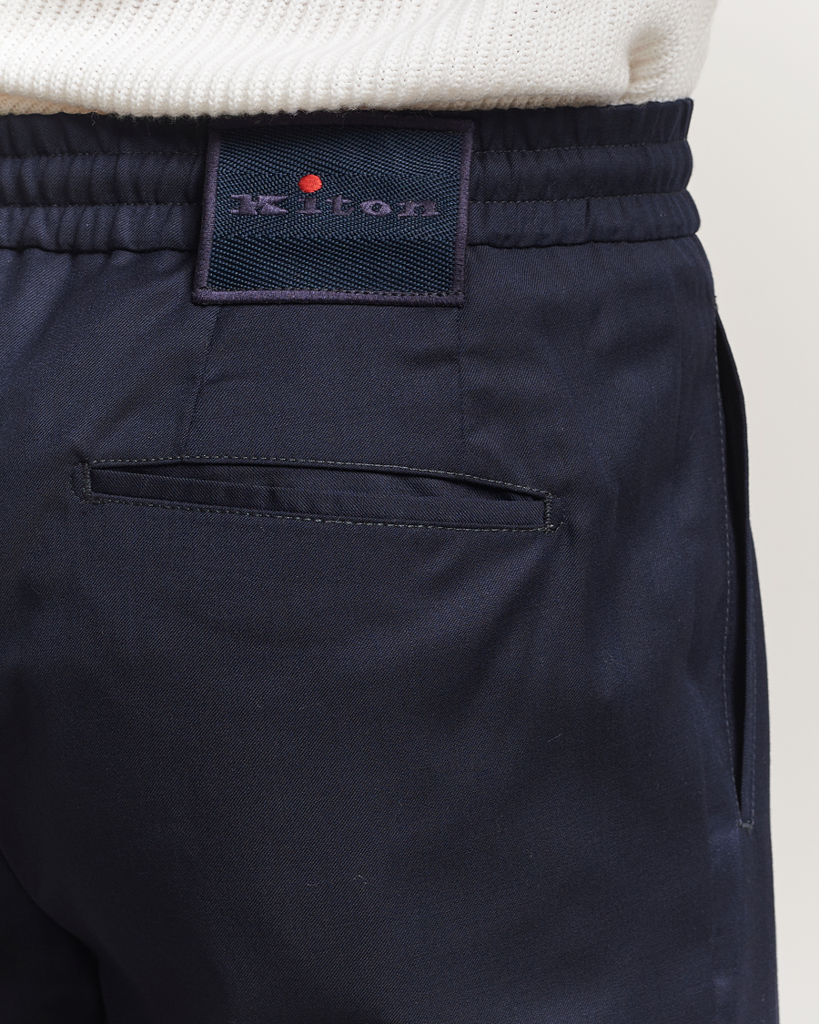 Herre | Bukser | Kiton | Wool Stretch Drawstring Pants Navy