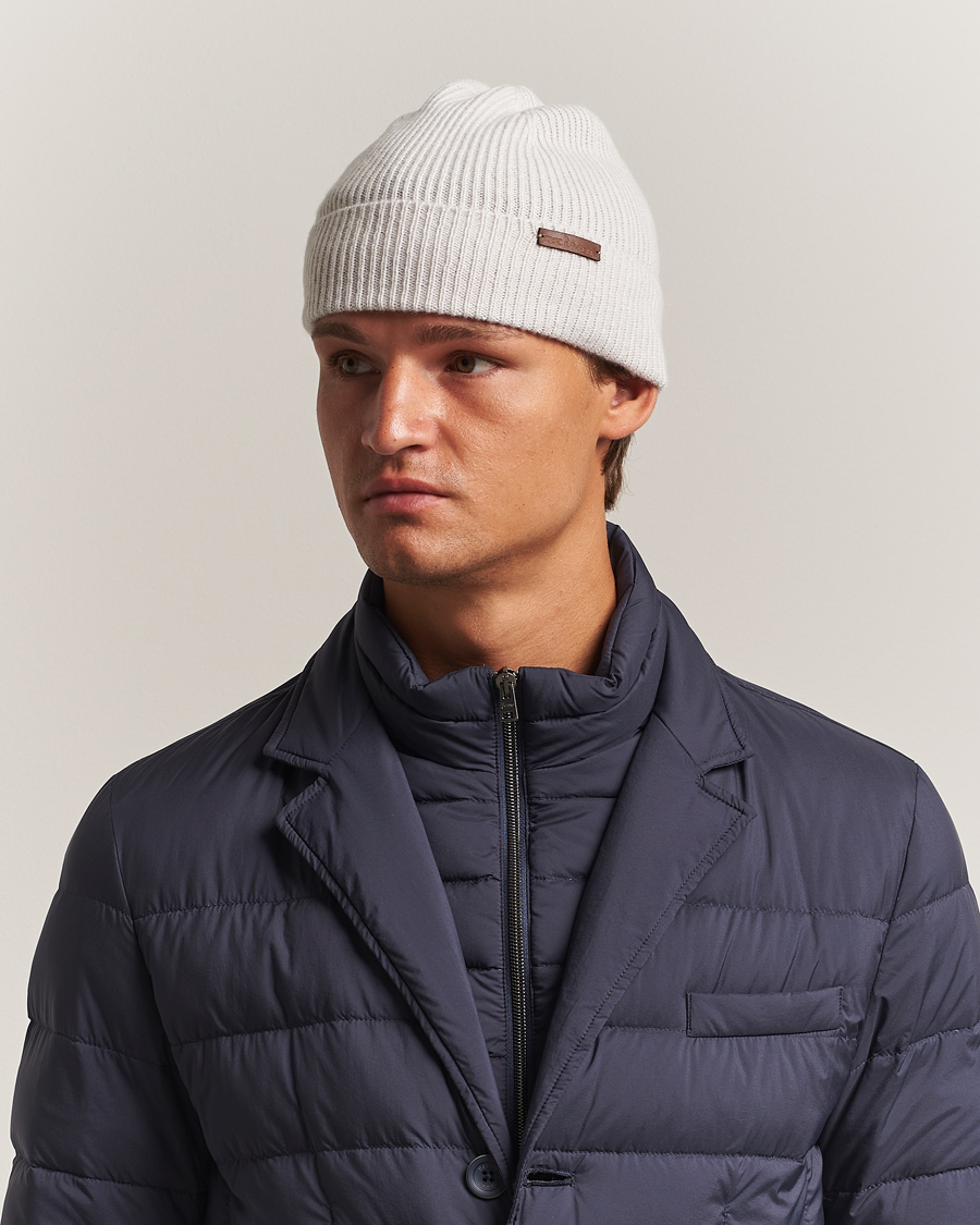 Herre | Luer | Kiton | Rib Cashmere Beanie Light Beige