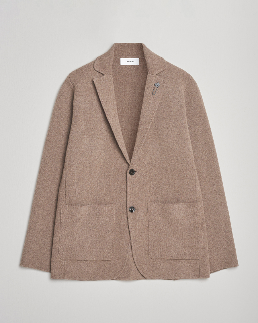 Herre | Dressjakker | Lardini | Knitted Wool Blazer Brown