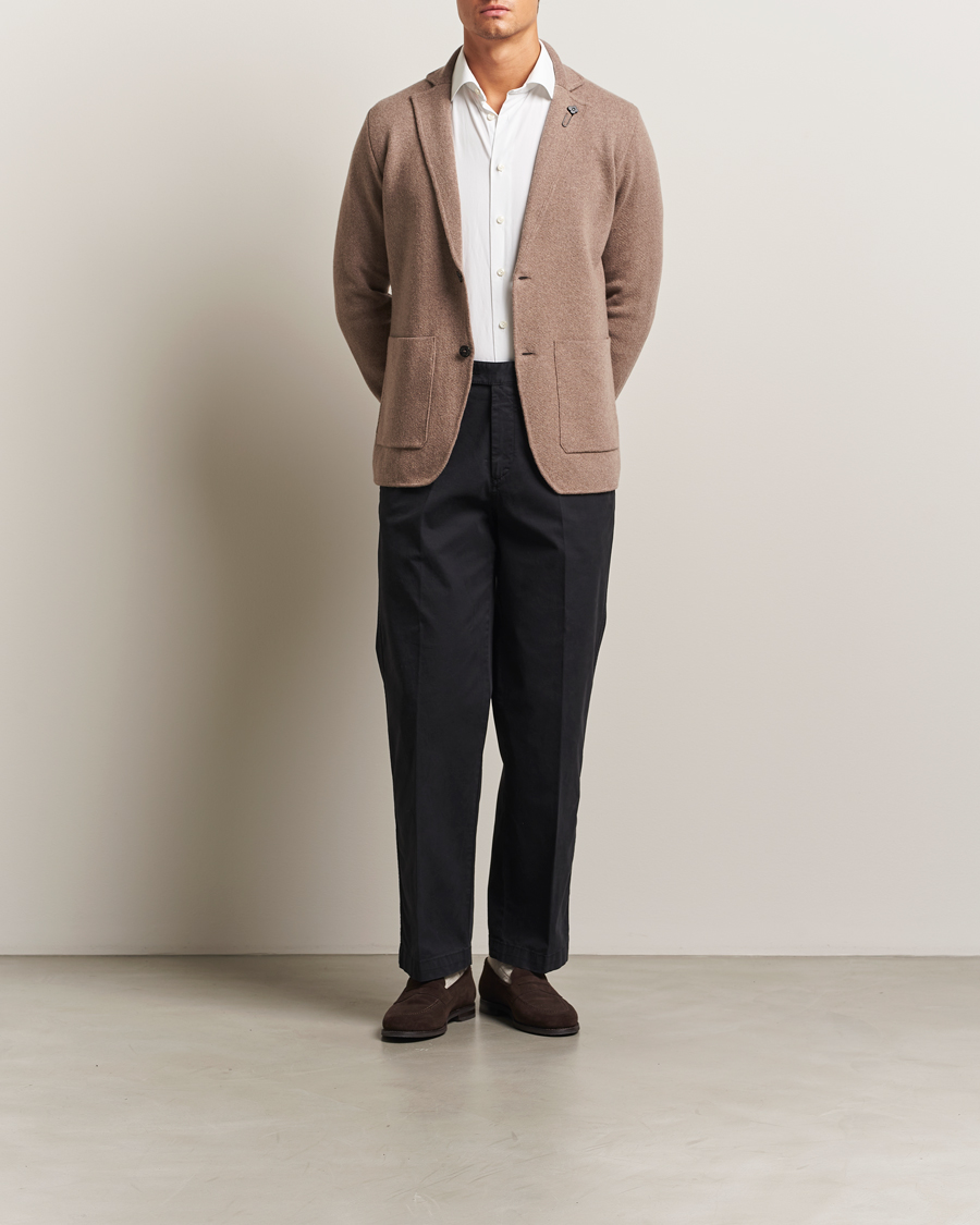 Herre | Dressjakker | Lardini | Knitted Wool Blazer Brown