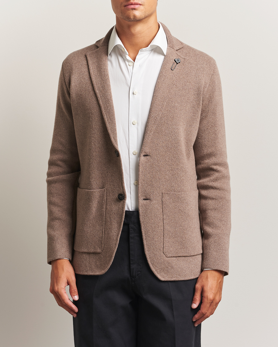 Herre | Dressjakker | Lardini | Knitted Wool Blazer Brown