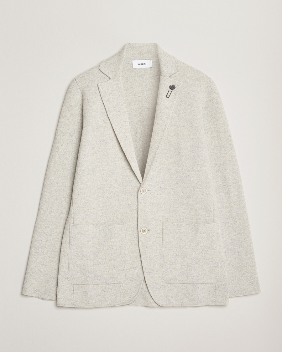 Herre | Dressjakker | Lardini | Knitted Wool Blazer Light Grey