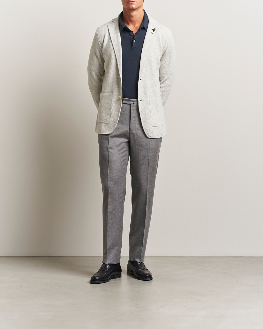 Herre | Dressjakker | Lardini | Knitted Wool Blazer Light Grey