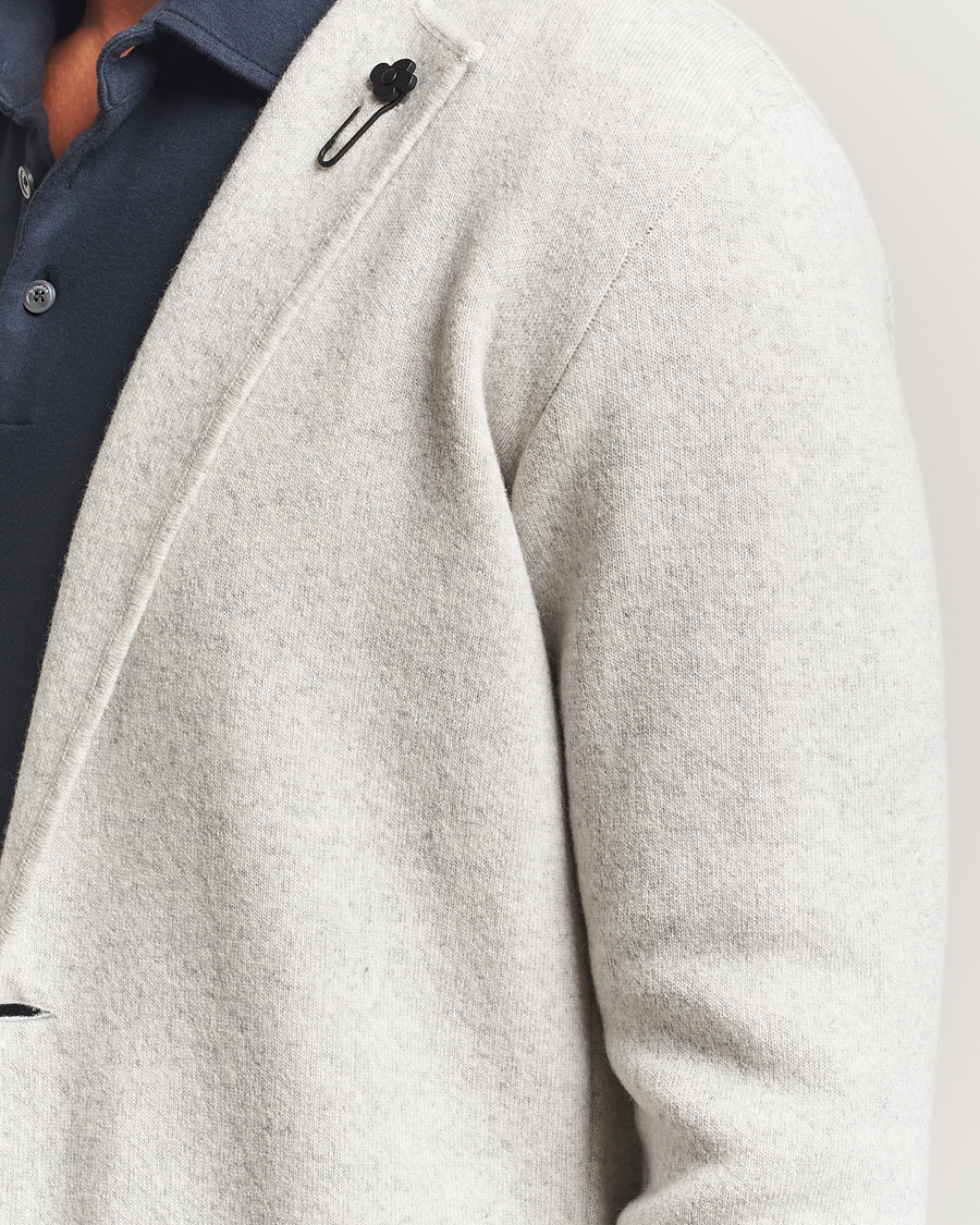 Herre | Dressjakker | Lardini | Knitted Wool Blazer Light Grey