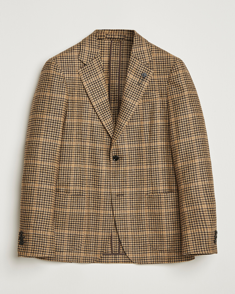 Herre | Dressjakker | Lardini | Wool/Cashmere Houndstooth Overcheck Blazer Brown