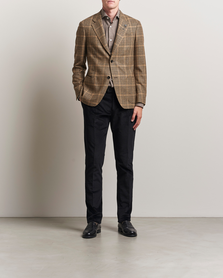 Herre | Dressjakker | Lardini | Wool/Cashmere Houndstooth Overcheck Blazer Brown