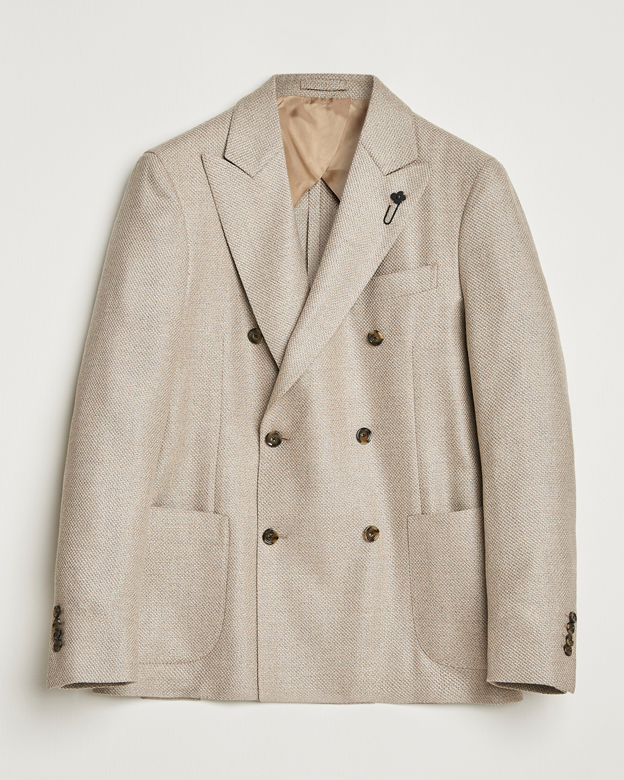 Herre | Dressjakker | Lardini | Double Breasted Wool/Silk/Cashmere Blazer Beige