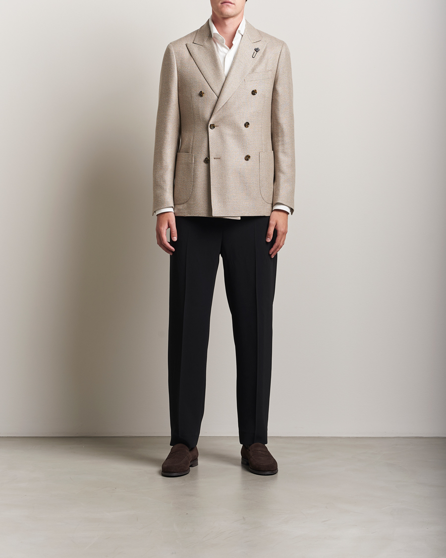 Herre | Dressjakker | Lardini | Double Breasted Wool/Silk/Cashmere Blazer Beige