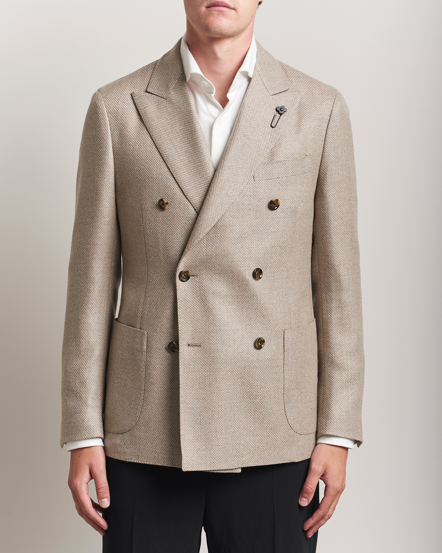 Herre | Dressjakker | Lardini | Double Breasted Wool/Silk/Cashmere Blazer Beige