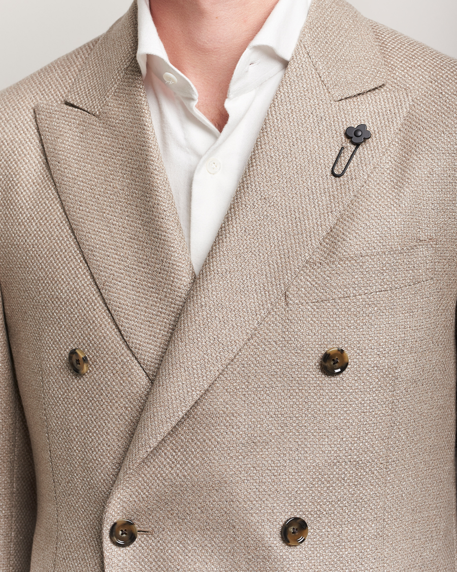 Herre | Dressjakker | Lardini | Double Breasted Wool/Silk/Cashmere Blazer Beige