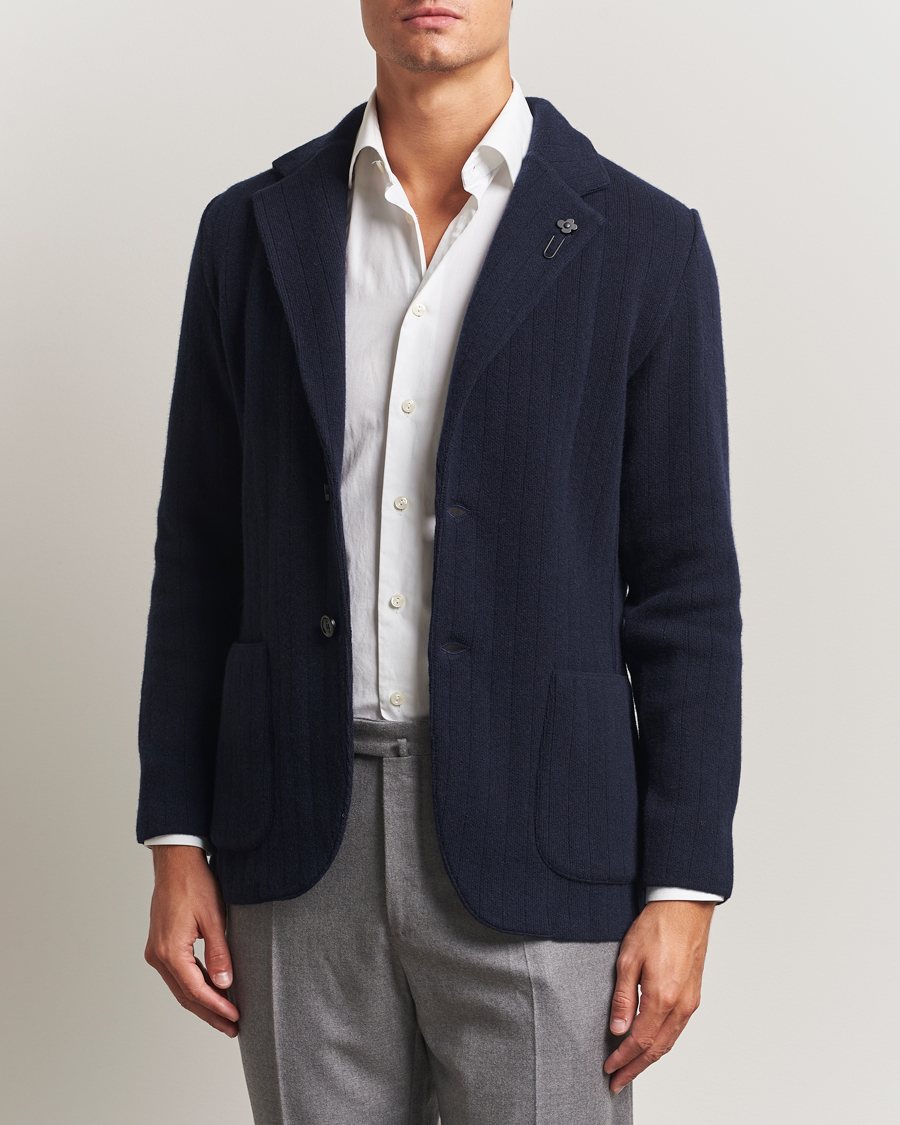 Herre | Dressjakker | Lardini | Wool/Cashmere Knitted Blazer Navy