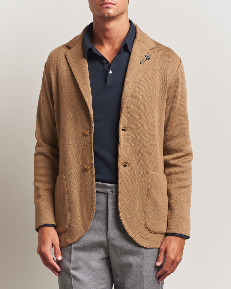 Herre | Dressjakker | Lardini | Knitted Wool Blazer Beige
