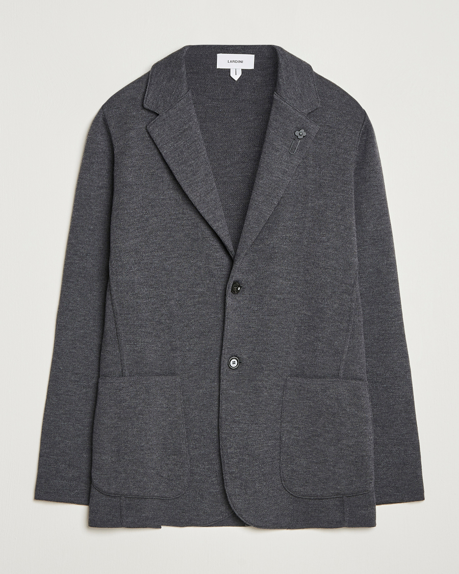 Herre | Dressjakker | Lardini | Knitted Wool Blazer Dark Grey