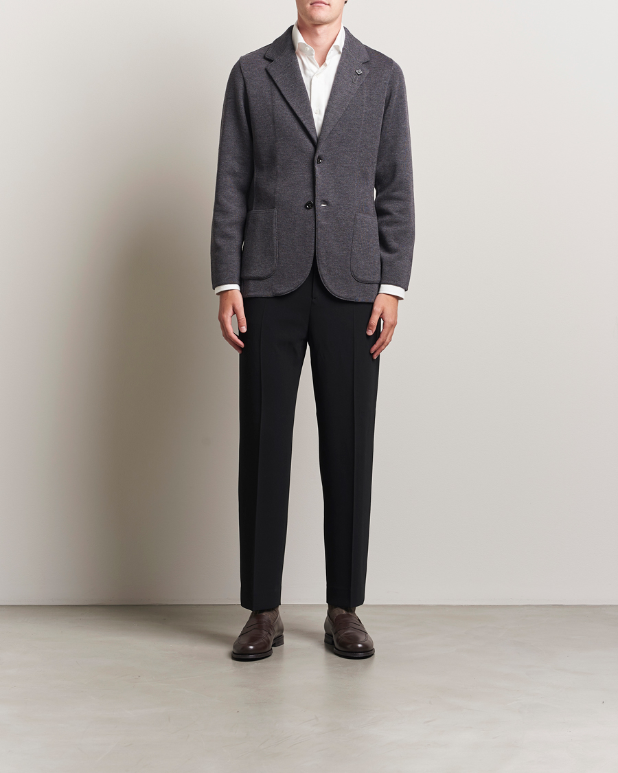 Herre | Dressjakker | Lardini | Knitted Wool Blazer Dark Grey
