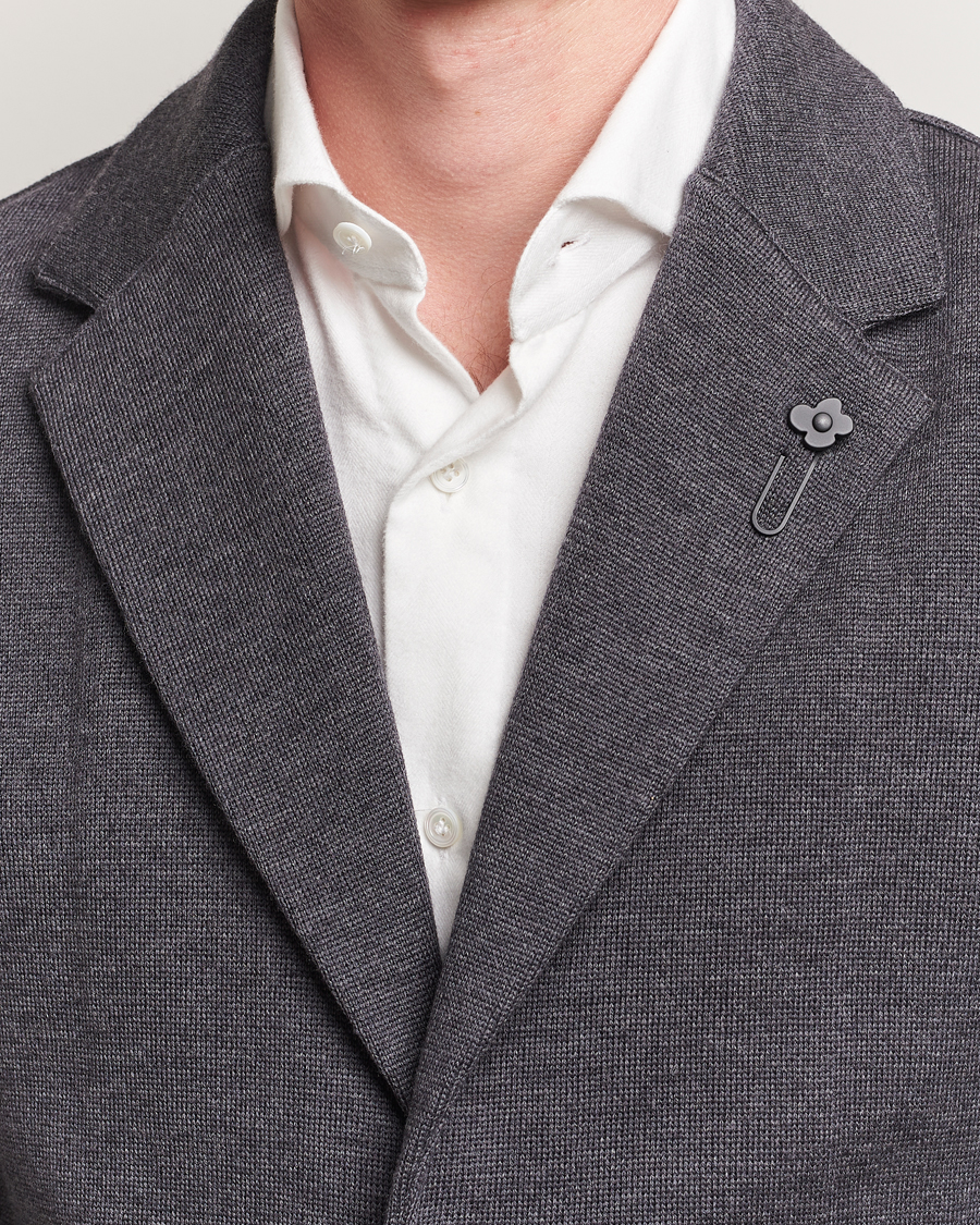 Herre | Dressjakker | Lardini | Knitted Wool Blazer Dark Grey