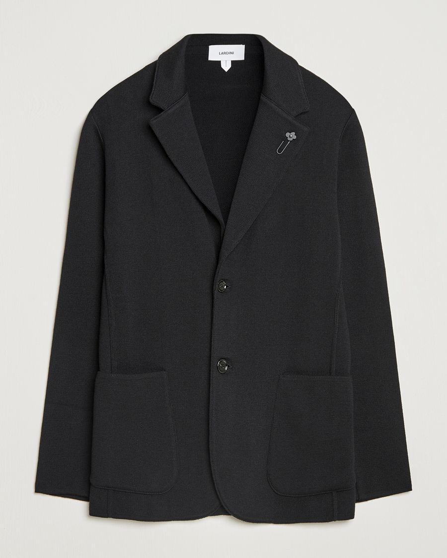 Herre | Dressjakker | Lardini | Knitted Wool Blazer Black