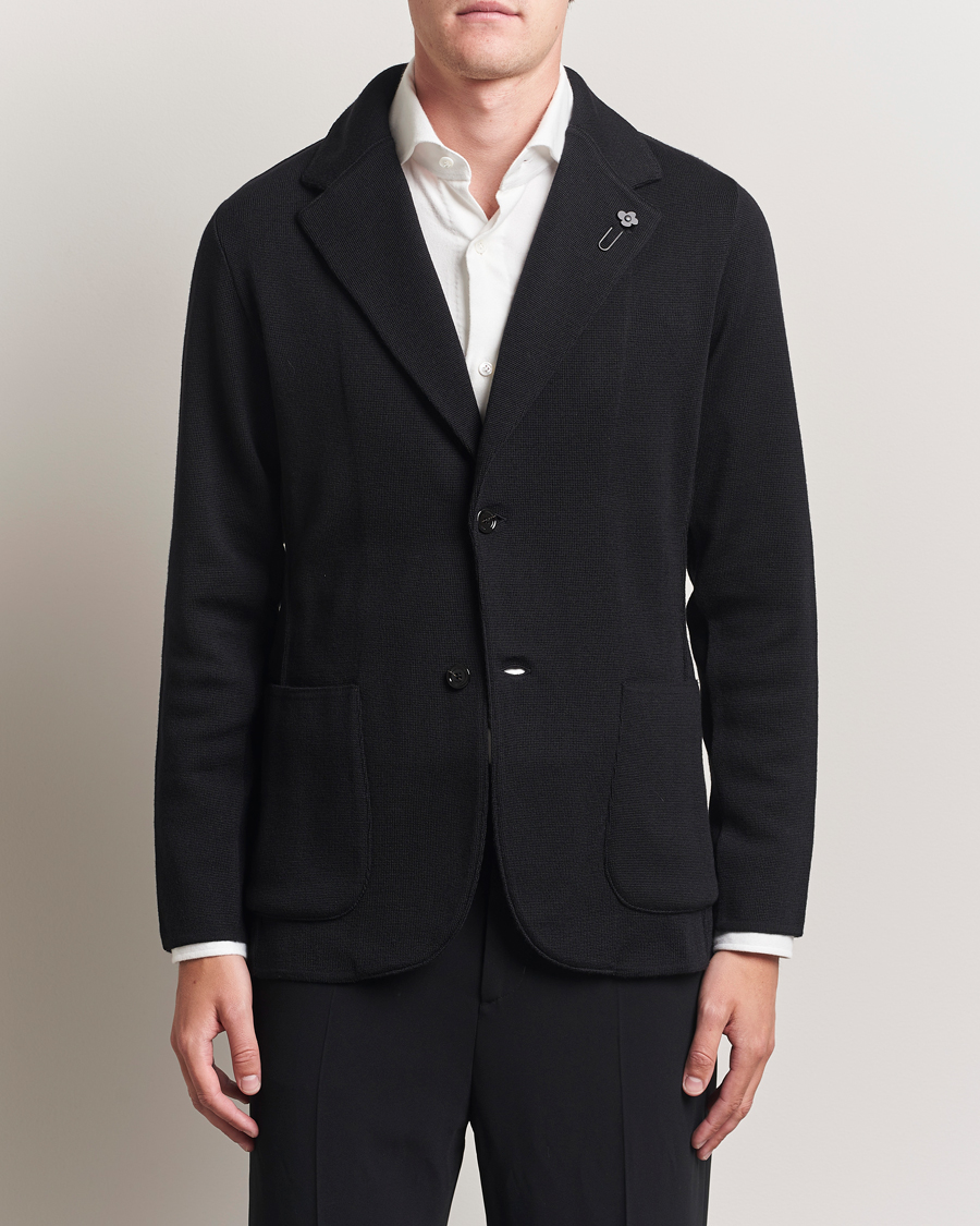 Herre | Dressjakker | Lardini | Knitted Wool Blazer Black