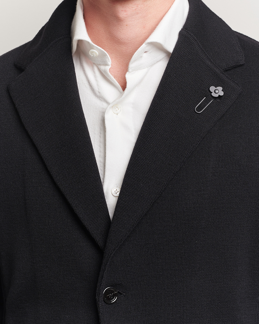 Herre | Dressjakker | Lardini | Knitted Wool Blazer Black