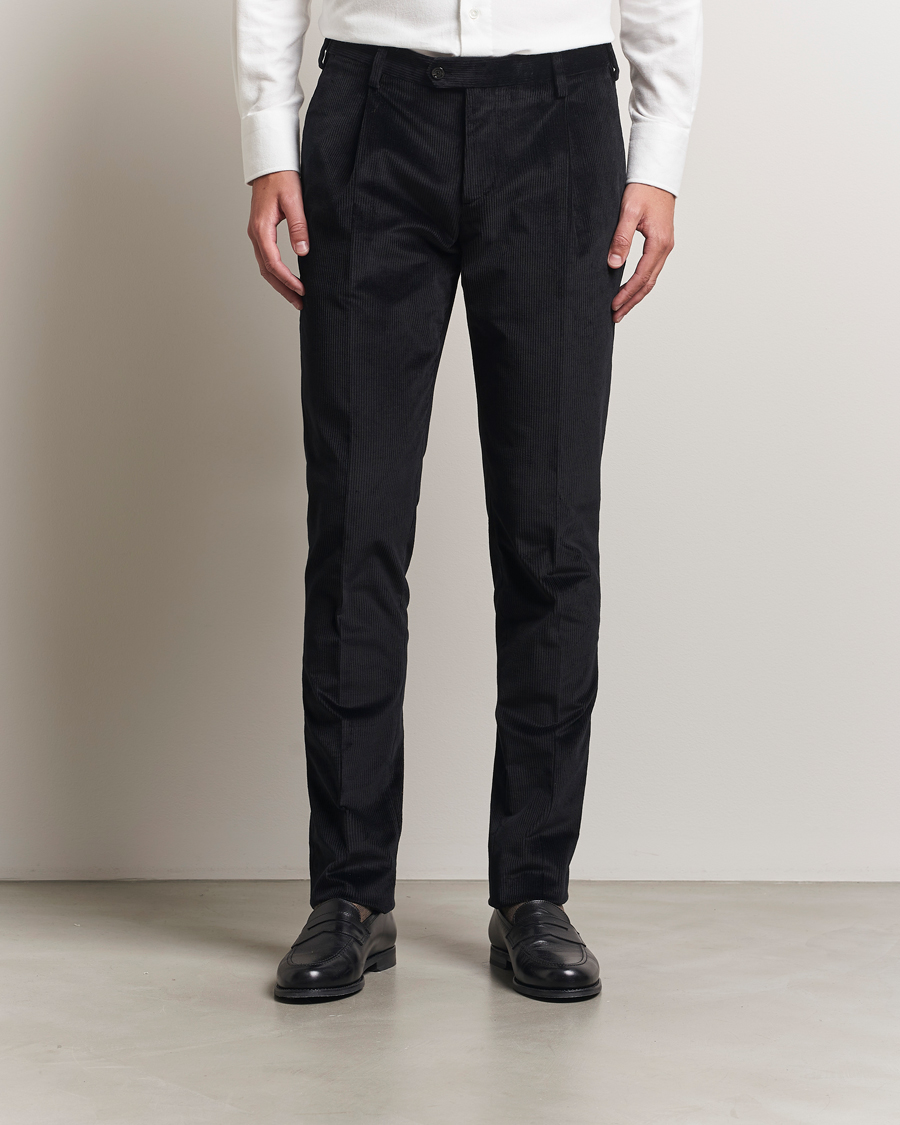 Herre | Bukser | Lardini | Cotton Corduroy Trousers Black