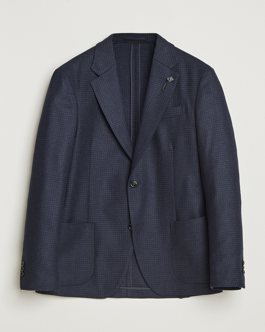 Herre | Dressjakker | Lardini | Checked Wool Blazer Navy