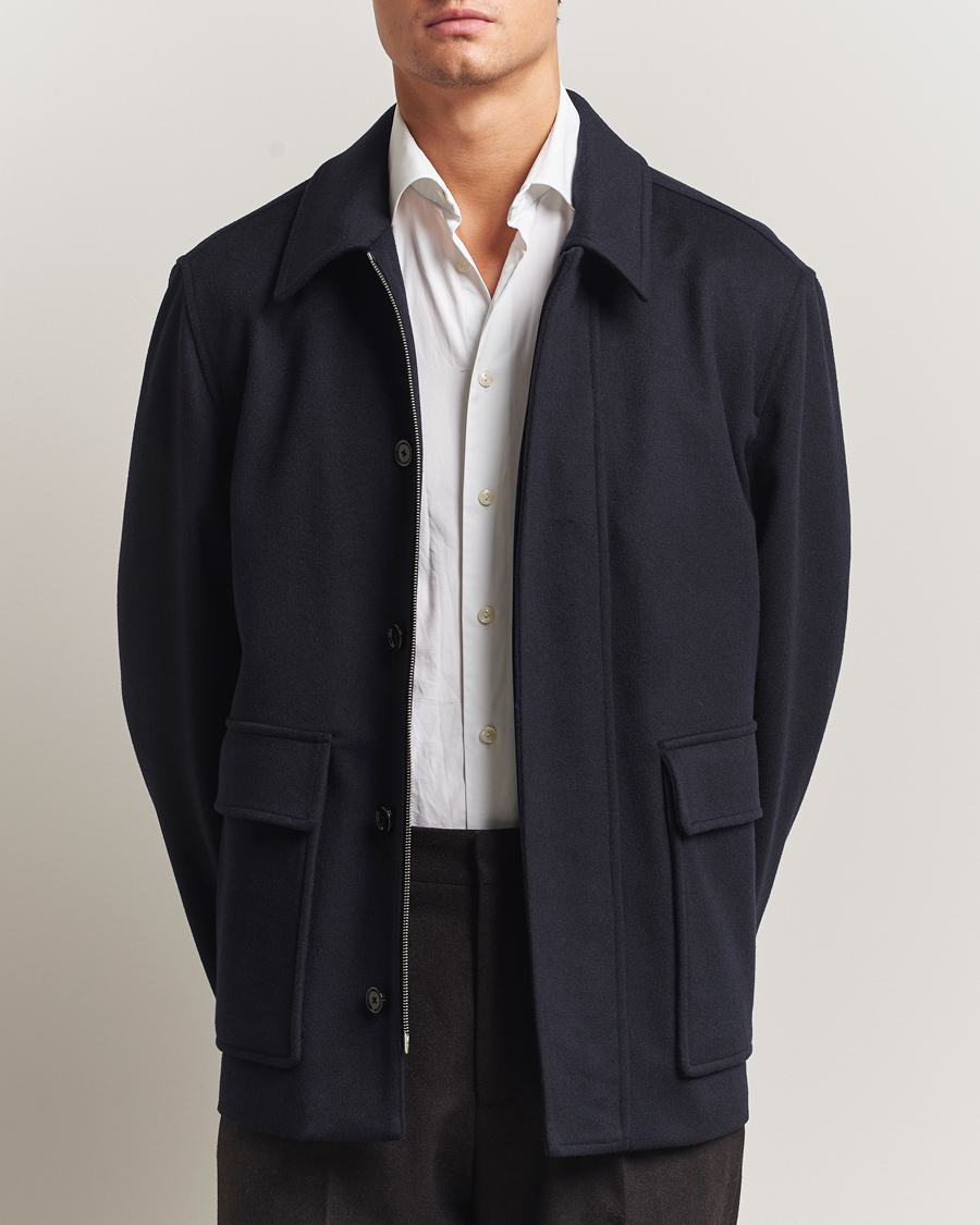 Herre | Jakker | Lardini | Loro Piana Wool Shirt Jacket Navy