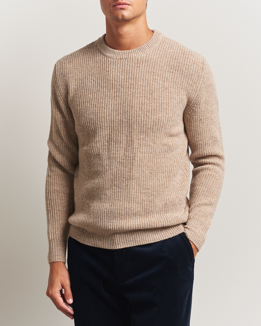Herre | Gensere | Lardini | Knitted Wool Crew Neck Light Brown