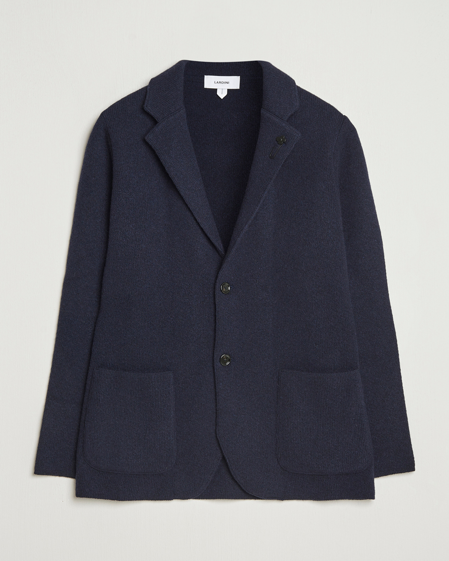 Herre | Dressjakker | Lardini | Recycled Cashmere Knitted Blazer Navy