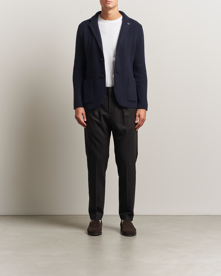 Herre | Dressjakker | Lardini | Recycled Cashmere Knitted Blazer Navy