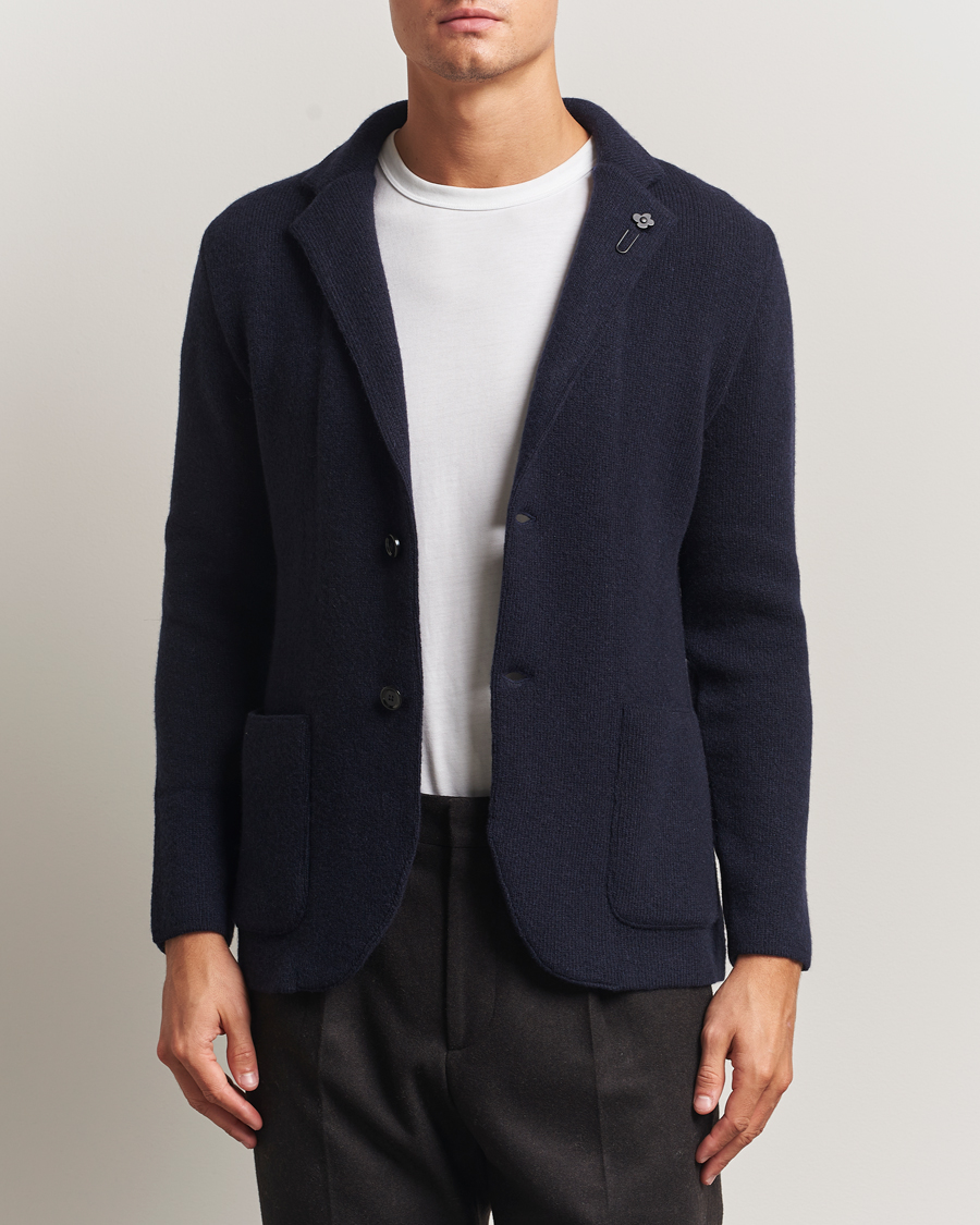 Herre | Dressjakker | Lardini | Recycled Cashmere Knitted Blazer Navy