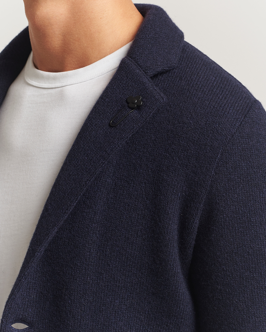 Herre | Dressjakker | Lardini | Recycled Cashmere Knitted Blazer Navy
